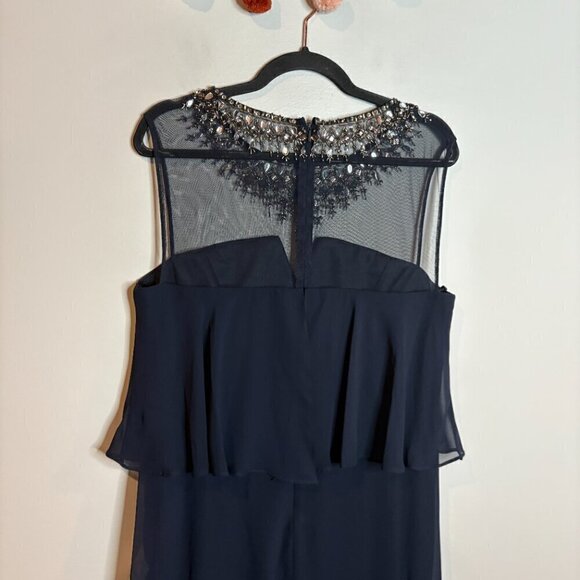 NWT Patra navy blue embellished illusion gown - Picture 5 of 7
